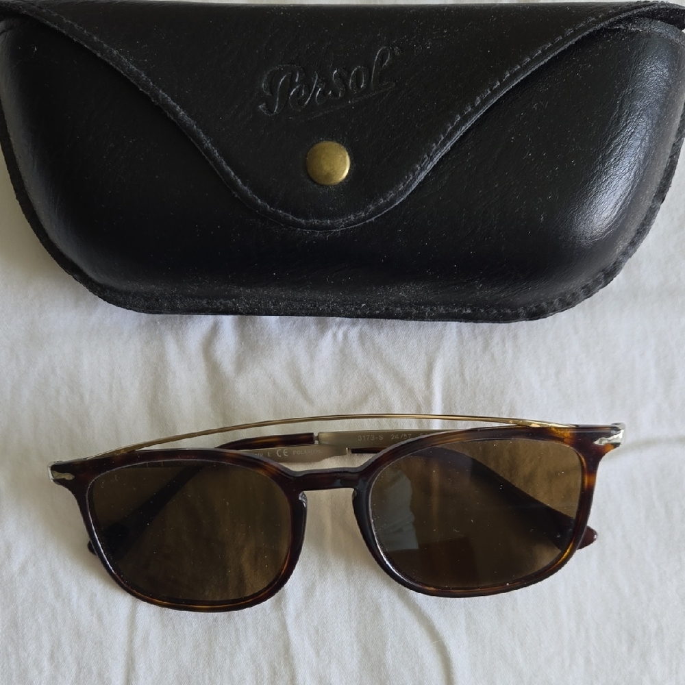 Persol Tortoiseshell Frame Sunglasses with Brown Lenses